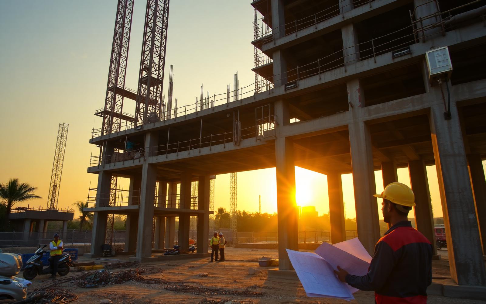 Reinforced concrete structure under construction on an Ashoka Buildscape site in Pune